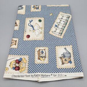 Checkered Past Kathi Walters S.S.I. Cotton Fabric Blue Gingham 1 1/3 Yard